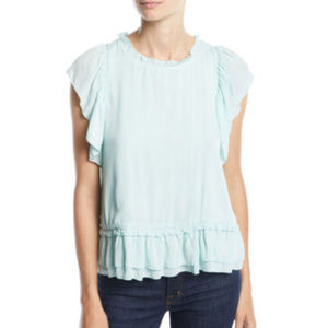 Catherine Melandrino Angel Blue Ruffled Blouse Lg